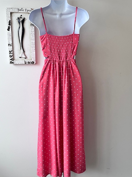 Abercrombie & Fitch Coral Polka Dot Festival Resort Cutout Midi Dress Size XS-S - Picture 5 of 8
